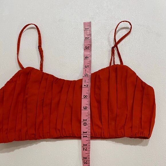 Abercrombie & Fitch Red Pleated Crop Top Adjustable Straps Size S - Picture 6 of 7